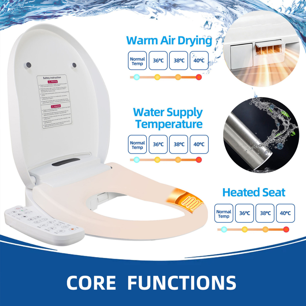 Intelligent Bidet Seat – Heated Seat, Warm Water Wash,  Self-Cleaning Nozzle