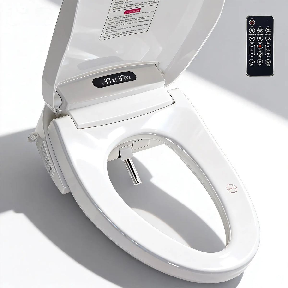 Aether smart bidet seat in a modern minimalist bathroom, designed with a sleek profile, premium materials, and advanced smart bidet technology.