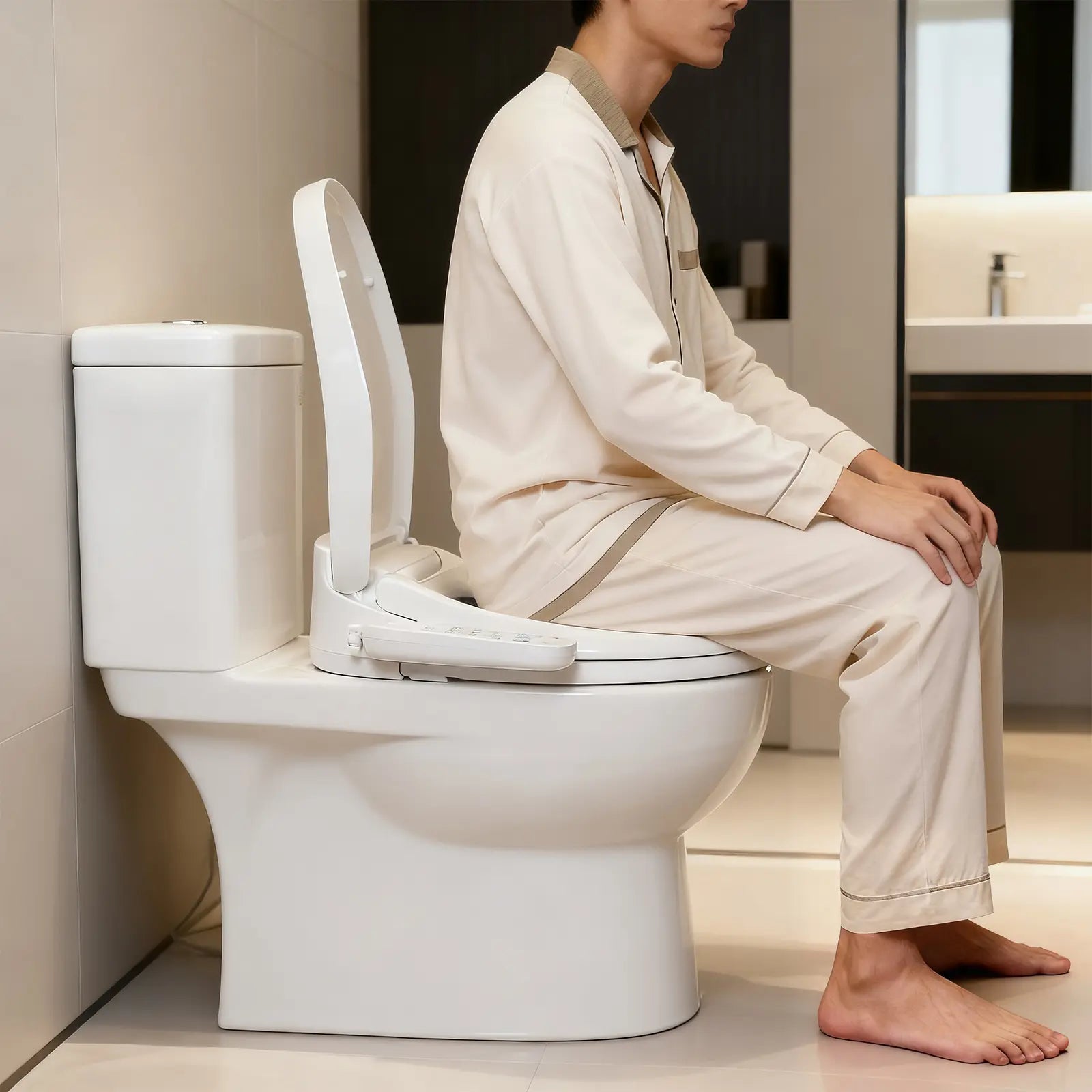 Heated ergonomic seat and warm air dryer of Aether electric bidet seat