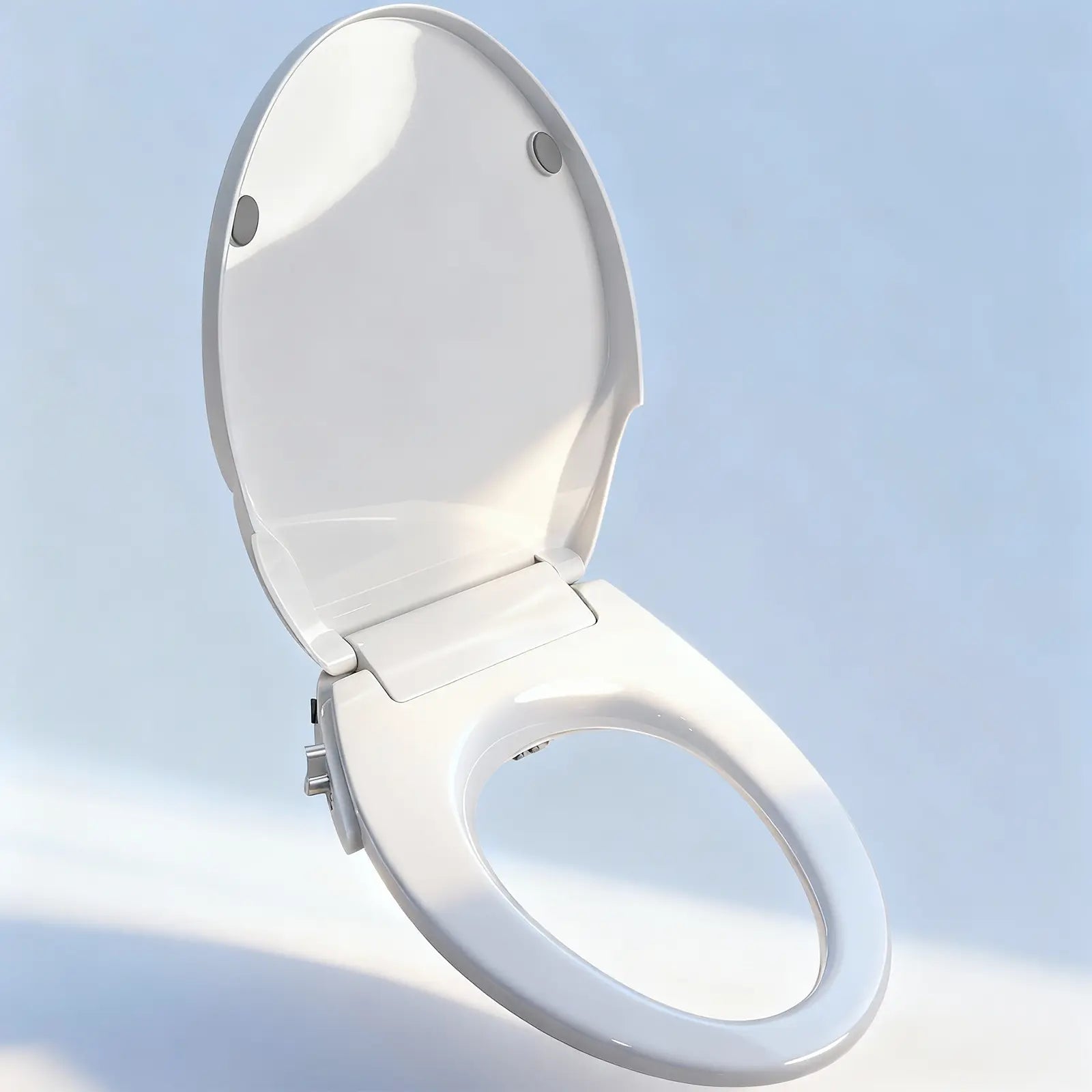 Purea non-electric bidet seat with soft-close lid, adjustable water pressure, modern bathroom design