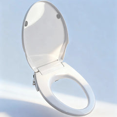 Purea non-electric bidet seat with soft-close lid, adjustable water pressure, modern bathroom design